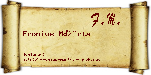 Fronius Márta névjegykártya